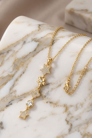 Collier - Plaqué or jaune et zircons