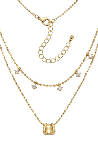 Collier - Plaqué or jaune et zircons