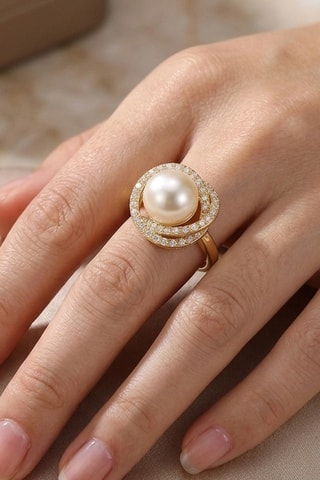 Bague - Plaqué or jaune et zircons
