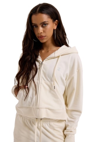 Velours Sweater met Capuchon - Wit