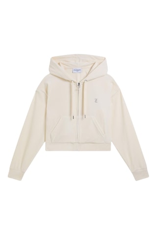 Velours Sweater met Capuchon - Wit