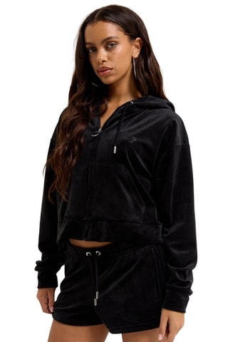 Sweat à capuche en velours - Noir