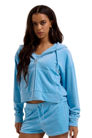 Velours Sweater met Capuchon - Blauw