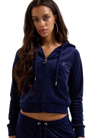 Velours Sweater met Capuchon - Blauw