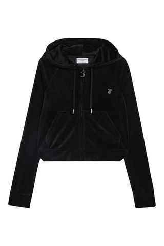 Velours Sweater met Capuchon - Zwart