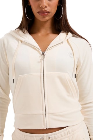 Velours Sweater met Capuchon - Wit