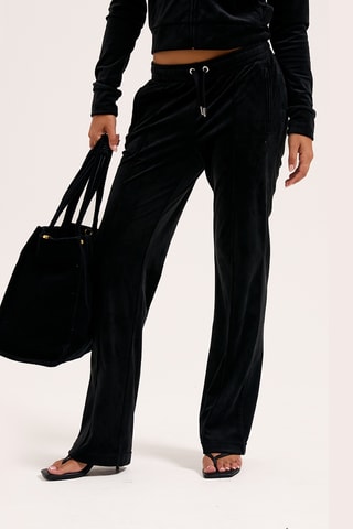 Velours Joggingbroek. - Zwart