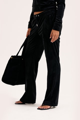 Velours Joggingbroek. - Zwart