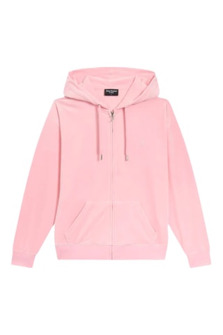 Velours Sweater met Capuchon - Roze