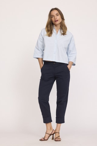 7/8 Broek met Hoge Taille Javi - Marineblauw