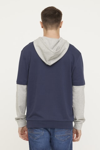 Biologisch Katoenen Sweater met Capuchon Edimo - Marineblauw en Gemêleerd Grijs