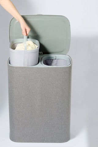 Panier à linge pliable avec séparateur Sven - 90 l - Gris