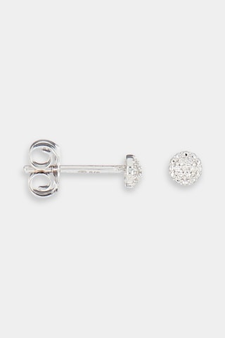 Orecchini Round Stud - Oro bianco e diamanti