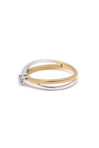 Solitario - Oro bianco, oro giallo e diamante