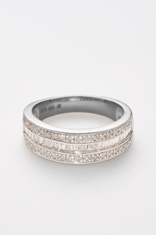Anello Kiss Baguette - Oro bianco e diamanti
