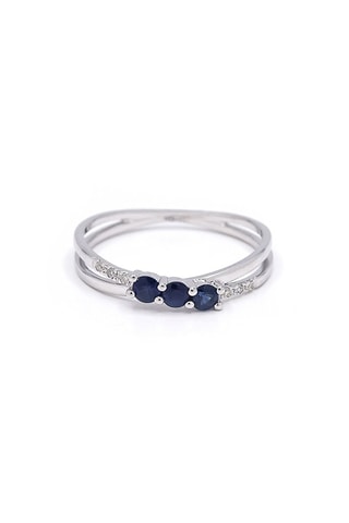Anello - Oro bianco, diamanti e zaffiri