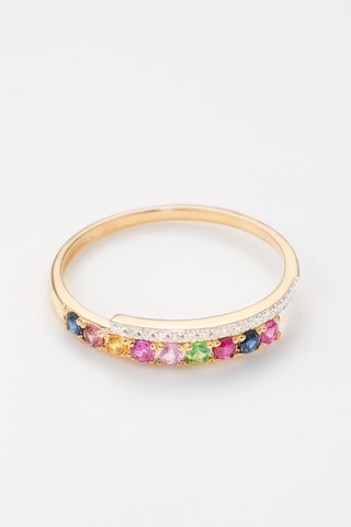 Anello - Oro giallo, diamanti, zaffiri, rubino e granato