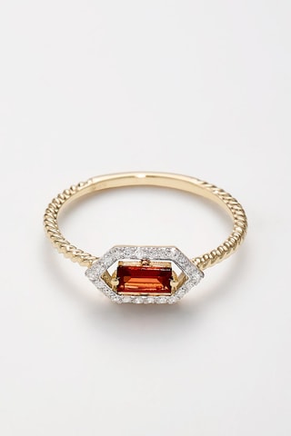 Anello Isaline - Oro giallo, diamanti naturali e granato - Muse