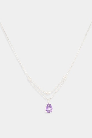 Collana Nastya - Oro bianco, diamanti e ametista