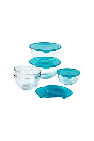5 ciotole in vetro borosilicato con coperchio Prep & Store - 50 cl, 2 x 1 l e 2 l