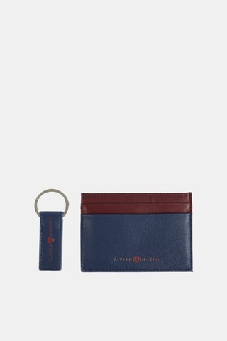 Portacarte e portachiave in pelle - Navy