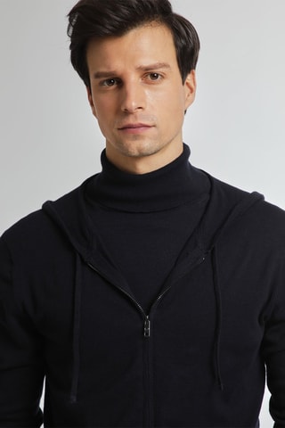 Cardigan con cappuccio - Navy