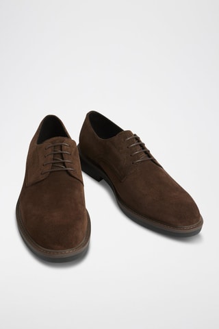 Stringate in pelle scamosciata - Marrone