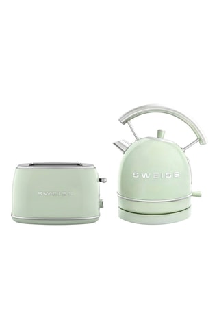 Tostadora - 850 W - 2 ranuras y hervidor vintage - Verde - 1,8 l - 2200 W