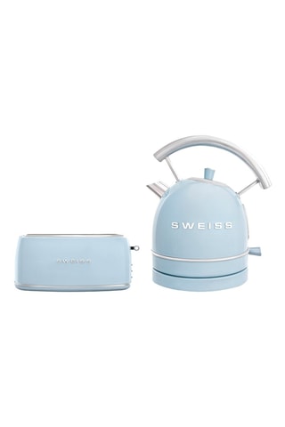 Tostadora vintage Azul - 1500 W - 2 ranuras y hervidor inalámbrico Vintage - Celeste - 1,8 l - 2200 W