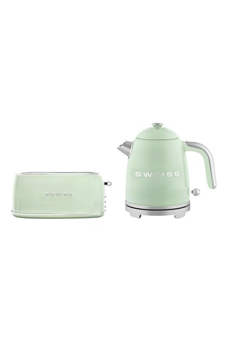 Tostadora vintage Verde - 1500 W - 2 ranuras y hervidor - 1 l - 1000 W