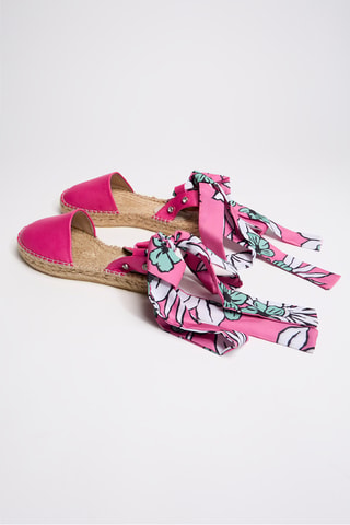 Espadrillas con zeppa in pelle - Fucsia