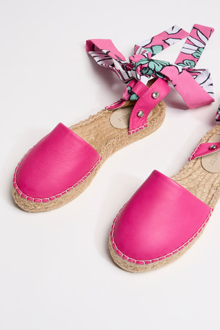 Espadrillas con zeppa in pelle - Fucsia