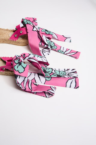 Espadrillas con zeppa in pelle - Fucsia