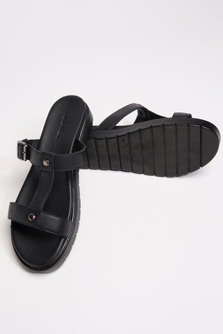 Sandali platform in pelle - Nero