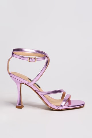 Sandali con tacco in vernice - Rosa