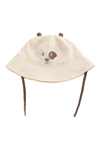 Cappello da pescatore con orecchie - Beige e marrone