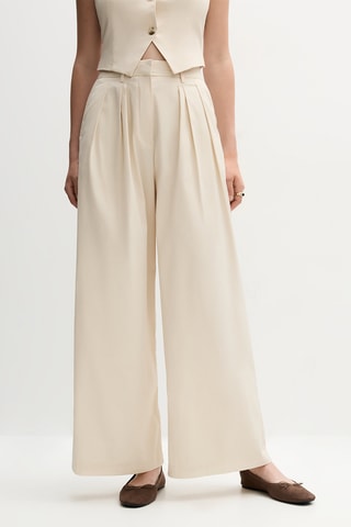 Pantaloni wide legs - Ecrù