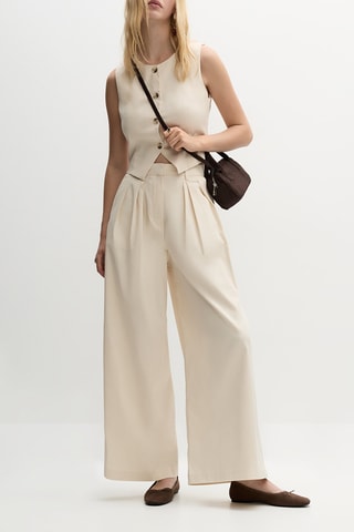 Pantaloni wide legs - Ecrù