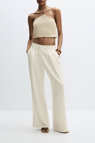 Pantaloni wide legs in lino - Bianco