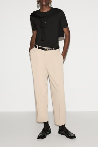 Pantaloni carrot a vita alta - Beige