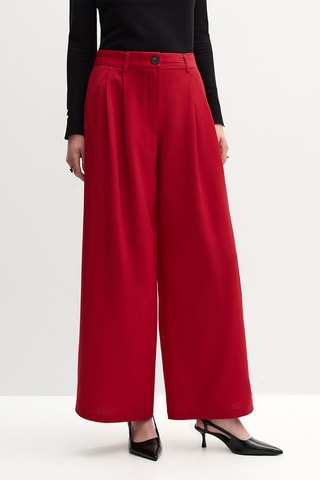 Pantaloni wide legs a vita alta - Rosso