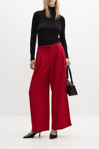 Pantaloni wide legs a vita alta - Rosso