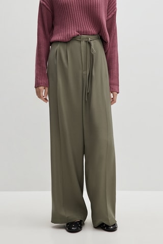 Pantaloni wide legs a vita alta - Kaki
