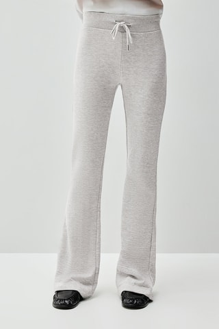 Pantaloni flare a vita alta - Grigio melange