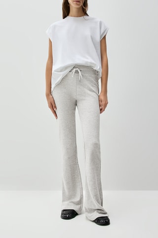 Pantaloni flare a vita alta - Grigio melange