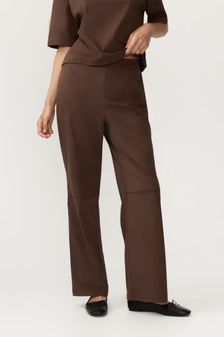 Pantaloni wide legs a vita alta - Marrone