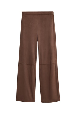 Pantaloni wide legs a vita alta - Marrone
