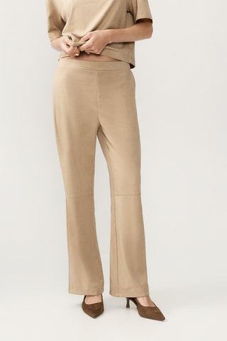 Pantaloni wide legs a vita alta - Beige