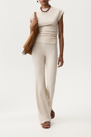 Pantaloni flare a vita alta - Bianco