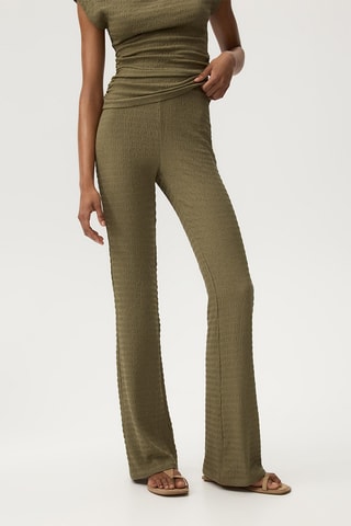 Pantaloni flare a vita alta - Verde oliva